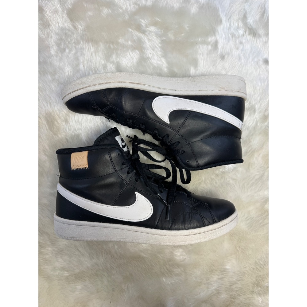 Nike Court Royale Mid Mens Black White Leather High Top Sneakers - Picture 2 of 9